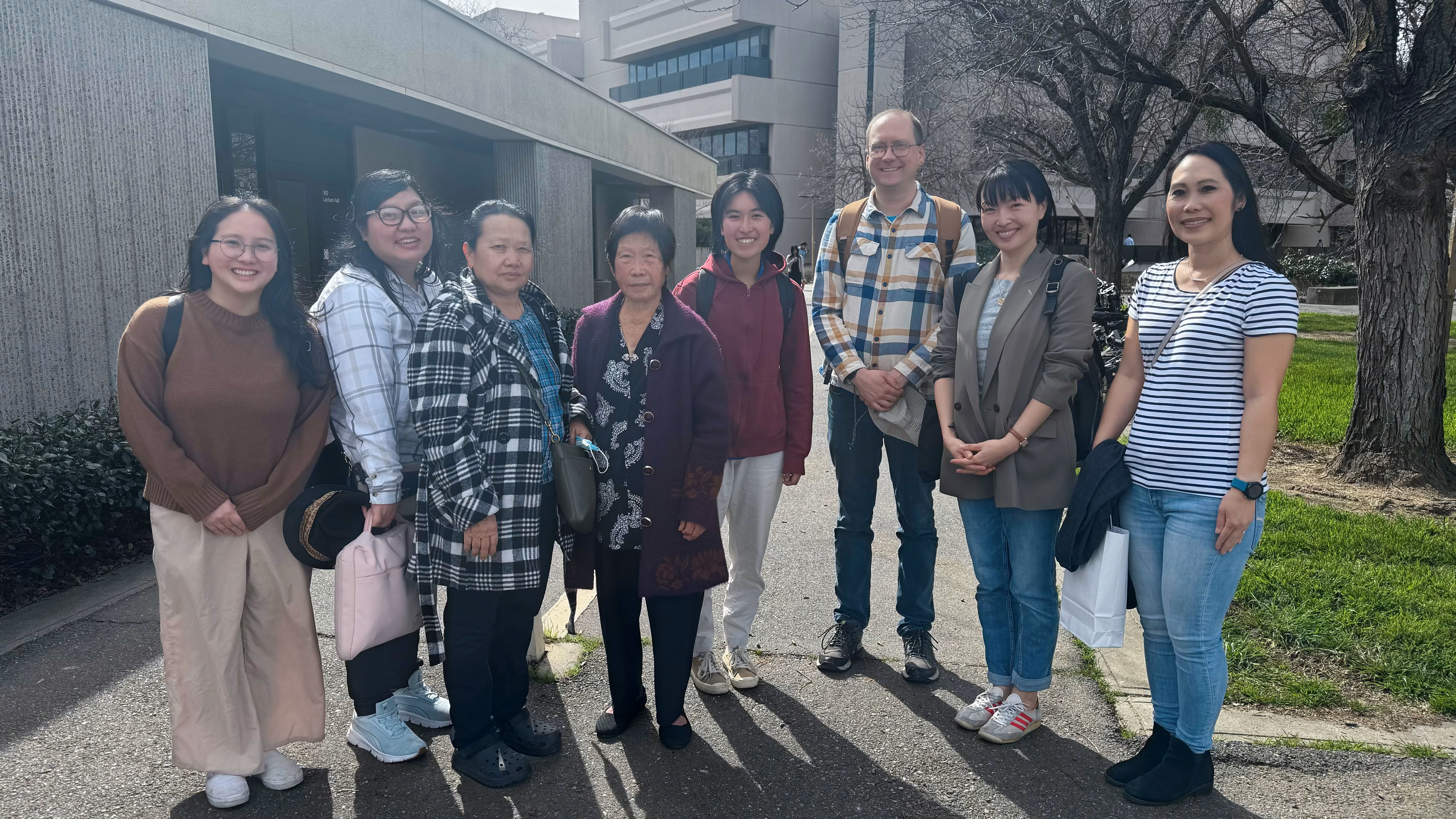 Group photo with panelists along with Yee Thao’s older sister, father, and mother outside
